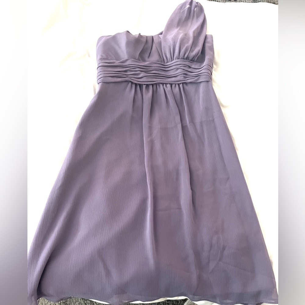 Priscilla of Boston Purple Ruched Strapless A-line Dress